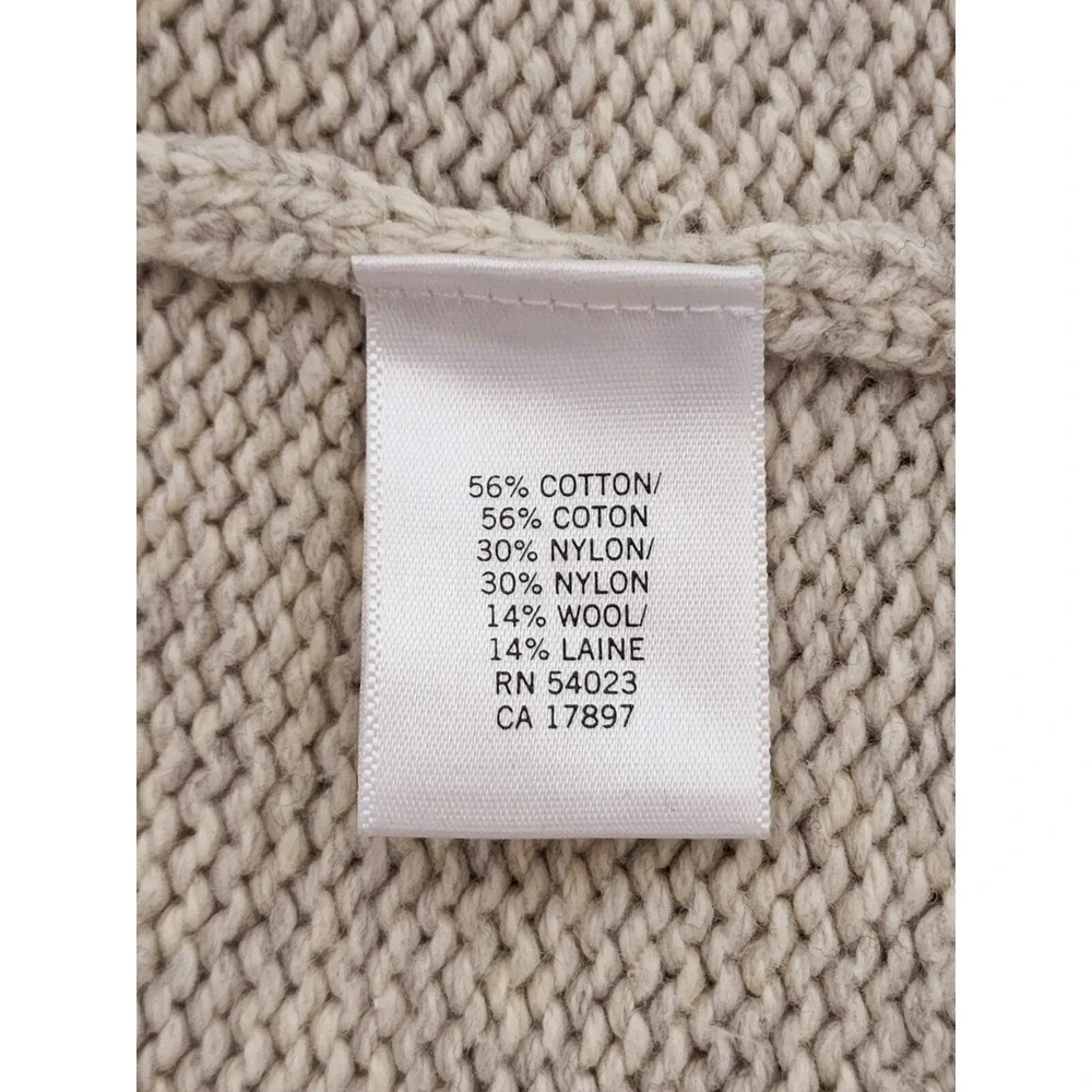 Banana Republic Mens Size M Wool Cotton Blend Beige Knit Collared Toggle Sweater
